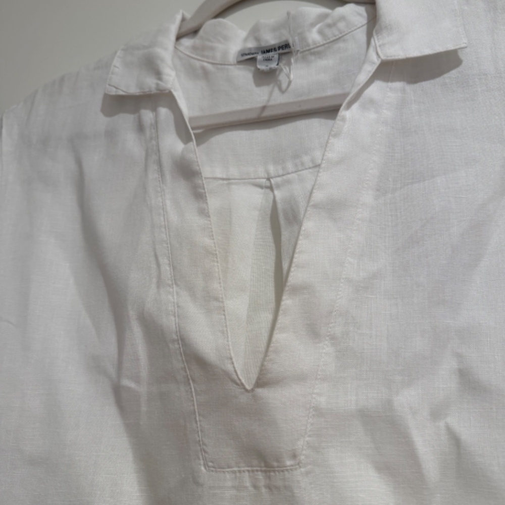 James Perse White Linen Cotton Short Sleeved Dress - Size 2 - Picture 5 of 5